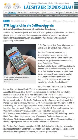 btu Cottbus in der Cottbus App - 15.07. 2015